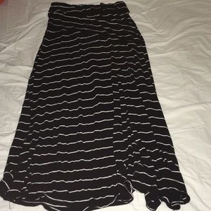 Black and White Striped Maxi Skirt
